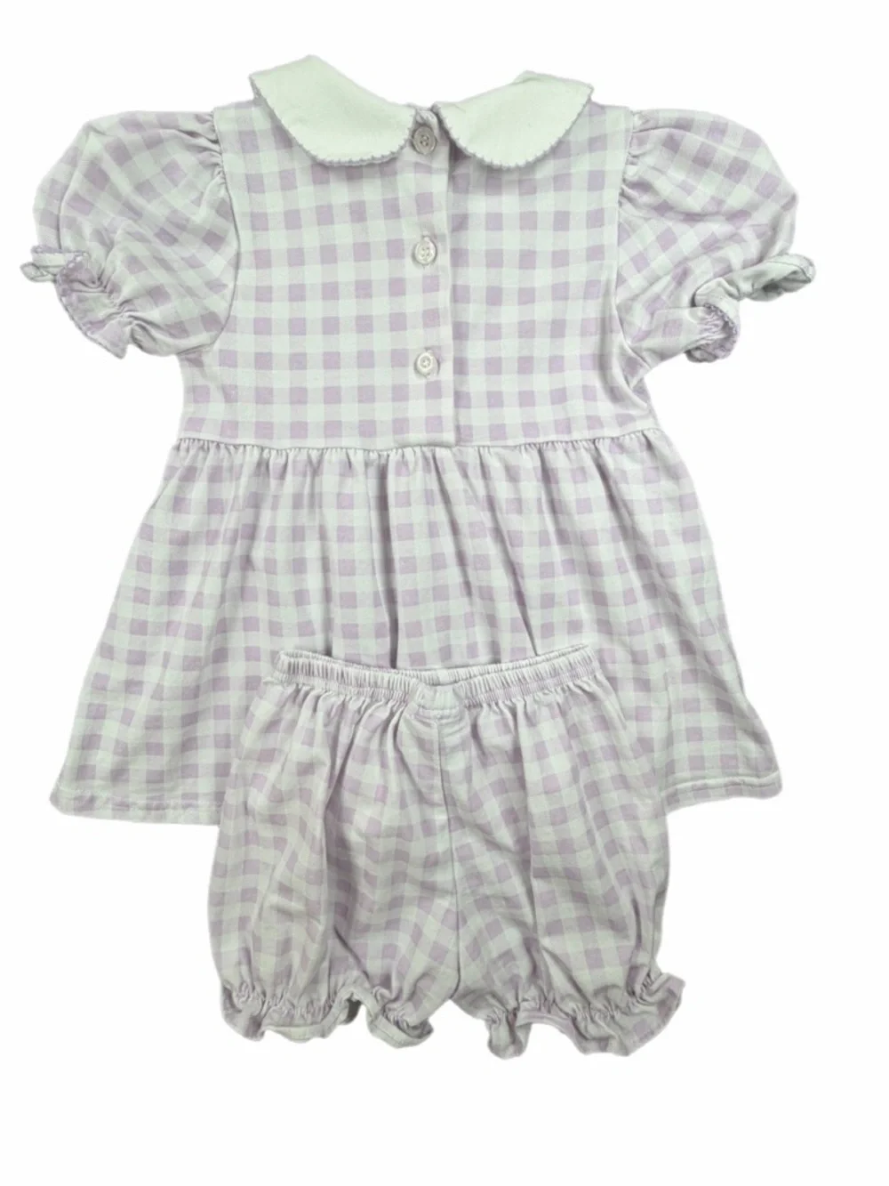 CLASSIC WHIMSY Riley Gingham Knit Bloomer Set in Lavender - 3T